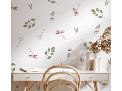 Květinové nálepky na zeď, nálepka na zeď, dekorace na zeď, nálepka na stěny ve stylu Boho, nálepky na nálepky na nálepky, botanické nálepky na zeď