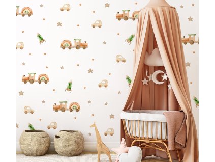 Vlaky nálepky na stenu. Peal & Stick (2)