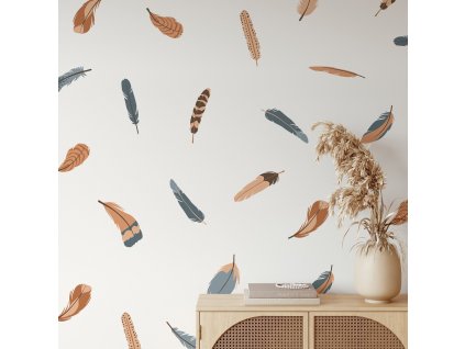 Boho nálepky na zdi. Boho s peřím (6)