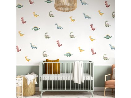 Dinosaurs nálepky na zdi. Barevné dinosauři