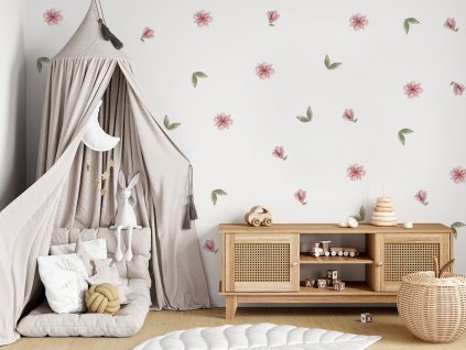 Květinové nálepky na zeď. Květinové listy