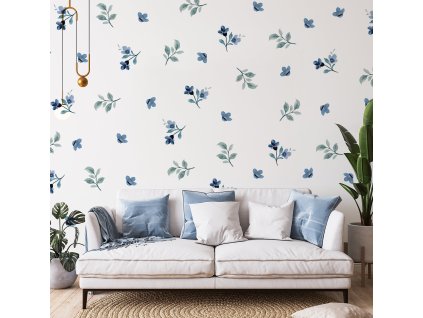 Boho Nálepky na stenu, Boho Syle Nálepka na stenu, Nástenná dekorácia, Kvety a listy nálepka na stenu, Boho listy, kvety, Botanické nálepky