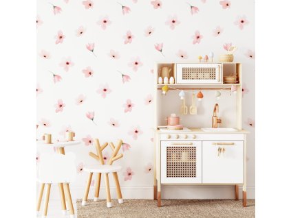 Kvetinové nálepky na stenu. Pastelové kvety (49)