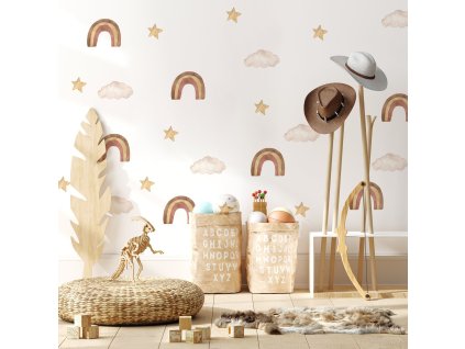 Duhová nálepka na zdi. Pastelovy duhy