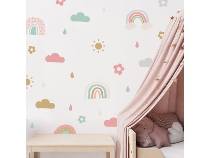 Dúhová nálepka na stenu. Pastelové dúhy (3)