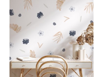 Květinové nálepky na zeď. Pastel Flowers (53)