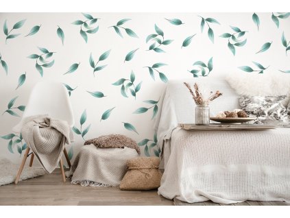 Boho Nálepky na stenu. Abstraktné listy (5)