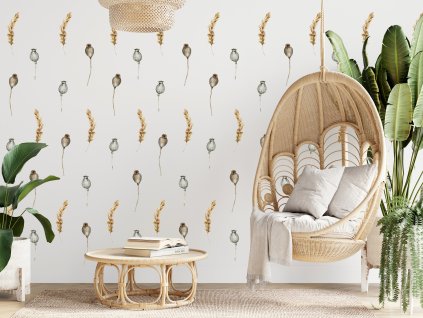 Boho nálepka na zeď. Polní květiny