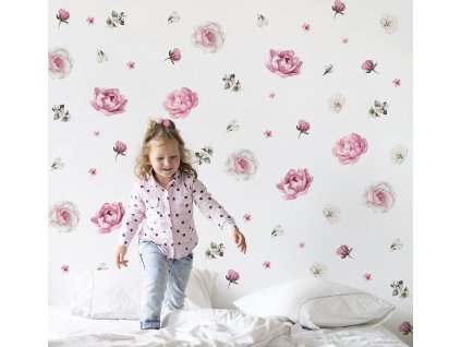 Květinové nálepky na zeď. Barevná květina (21)