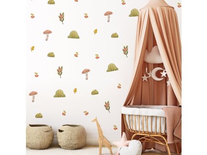 Květinové nálepky na zeď. S pastelovými květinami (9)