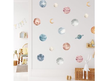 Kosmická nálepka na zdi. Dětský pokoj