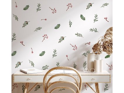 Boho Nálepky na stenu. Abstraktné listy (6)