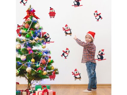 Štítky na vánoční stěny, nálepky na vánoční stěny, kůra a lepidlo, snadné nastavení, snadné odstranění, samolepky na školky, samolepky na školky