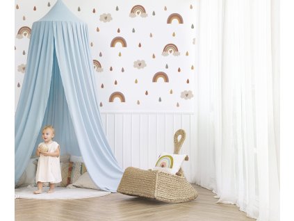 Boho Nálepky na stenu, Boho Syle Nálepky na stenu, Nástenný dekor, Dúha, Srdcia, Kvapky, Boho dúhové nálepky na stenu, Abstraktné kvety nálepky