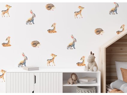 Lesné zvieratá nálepky na stenu. Divoké zvieratá