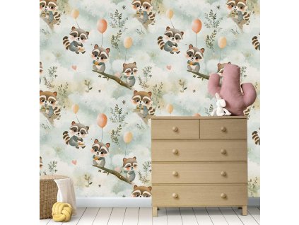 Detská tapeta – dekorácia – zvieratká (Material Textil)