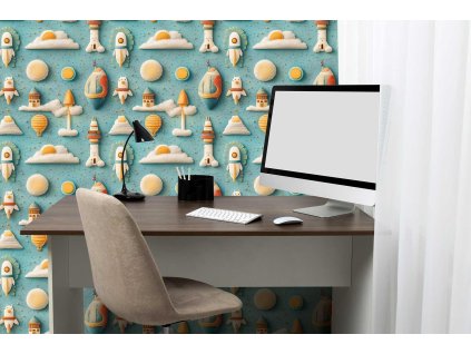 Detská tapeta – vesmír, planéty (Material Textil)