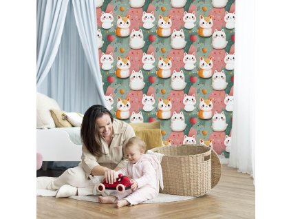 Tapeta so zvieratkami do baby izby (Material Textil)