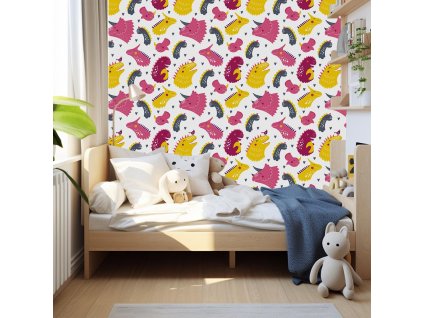 Dinosauří nástenná maľba – tapeta do detskej izby (Material Textil)