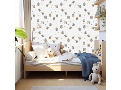 Peel & Stick detská tapeta – roztomilé labky – neutrálna (Material Textil)
