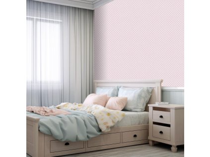 Moderná detská tapeta – odnímateľná – bodky – ružová (Material Textil)