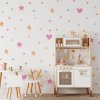 Srdce a hvězdy nálepky na zdi. Pastel Hearts