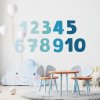 Vzdělávací nálepky na zdi. Čísla barev