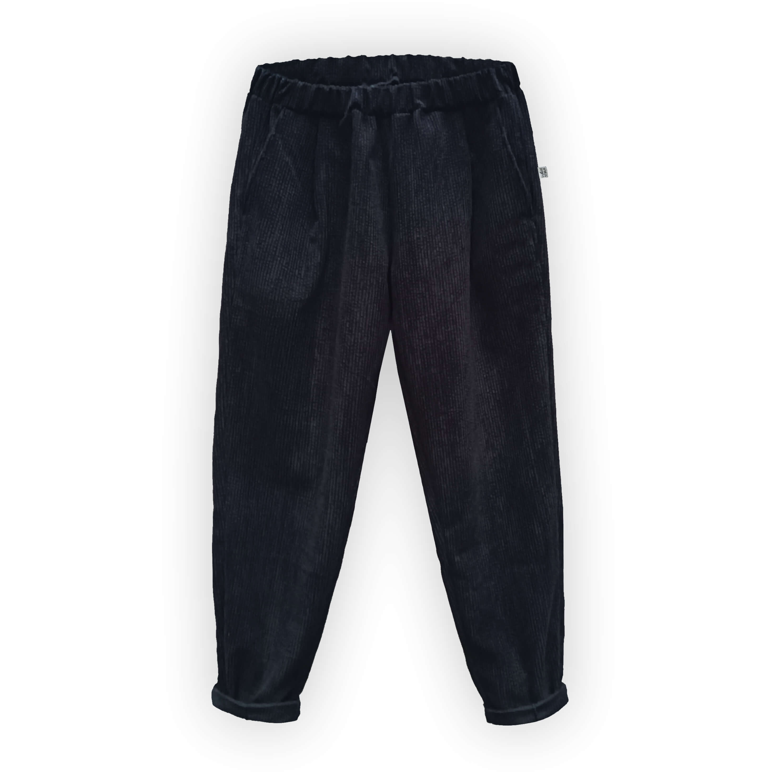 damske-kalhoty-mansestr-cerna-ohrnute