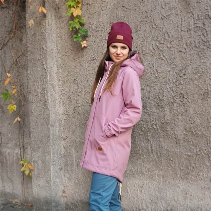 softshellova parka ruzova bok