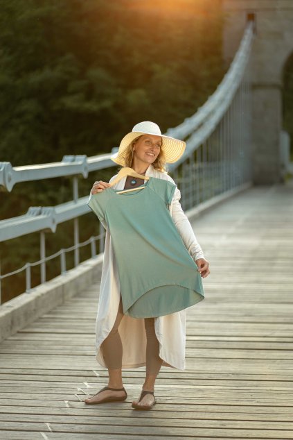 Tunika z bambusu a bavlny MÁTOVÁ s krátkým rukávem