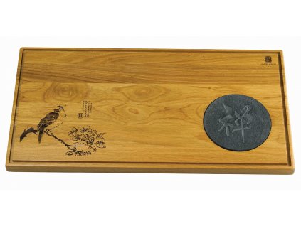 Velké čajové moře s ptáčkem a kamenem Znak Zen