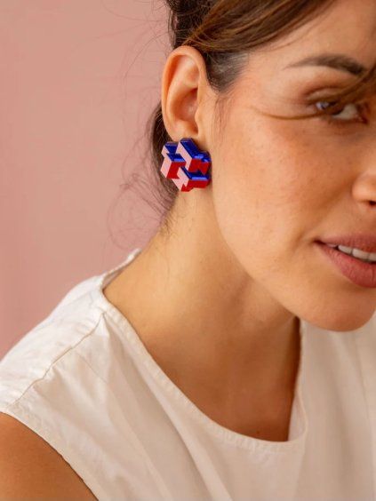 Prisma Earrings Blue-Red