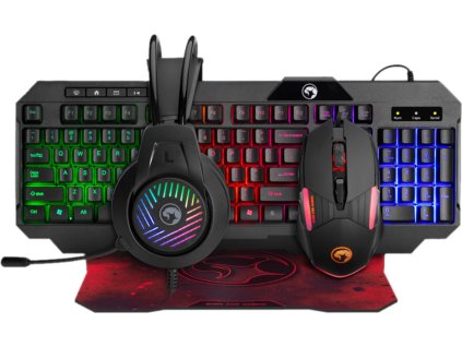 Marvo CM430 US, sada klávesnic, herní myš, podložka, klávesnice, US, pro hraní her, membránový typ, drátová (USB), černá,