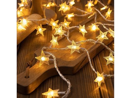 AIGOSTAR LED SNOWFLAKE/Hvězdově vánoční lampy - 6m/40 lampy teplé bílé/teplé bílé poháněné netopýry. 3xAA EHD-LS05