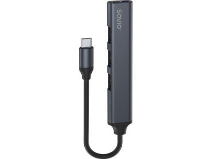 SAVIO HUB USB-C – 3 X USB-A 2.0 1 X USB-A 3.0 ŠEDÁ AK-71