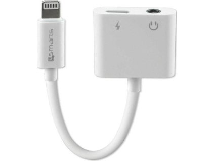 4smart audio kabel nabíjecí rozbočovač Lightning - Lightning + 3,5 mm AUX bílá/bílá 468673