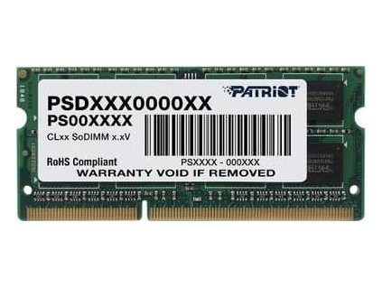 Patriot Signature, SODIMM, DDR3L, 4 GB, 1600 MHz, CL11 (PSD34G1600L2S)