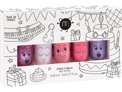 Nailmatic Kids Party sada laků na nehty Sheepy 8ml + Polly 8ml + Cookie 8ml + Kitty 8ml + Piglou 8ml