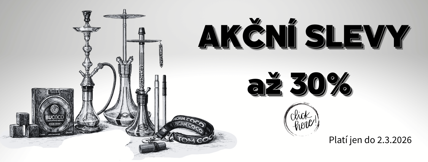 Akce - slevy na vodní dýmky, uhlíky Bucoco a náustky na krk