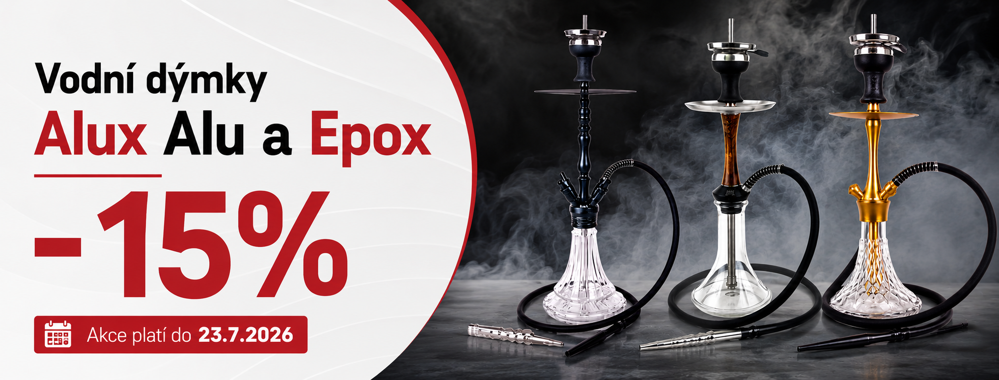Akce - 15% sleva na vodní dýmky Alu, Alux, Elox a