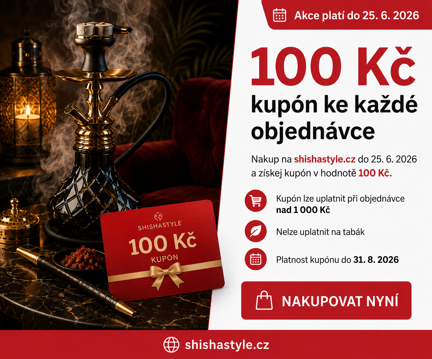 100 Kč kupon ke každé objednávce