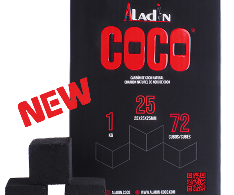 Přírodní uhlíky Aladin Coco 25 mm – spolehlivé uhlí do vodní dýmky