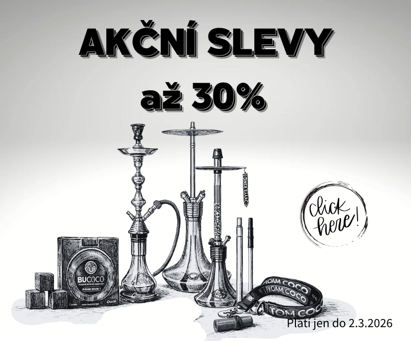 Akce - slevy na vodní dýmky, uhlíky Bucoco a náustky na krk