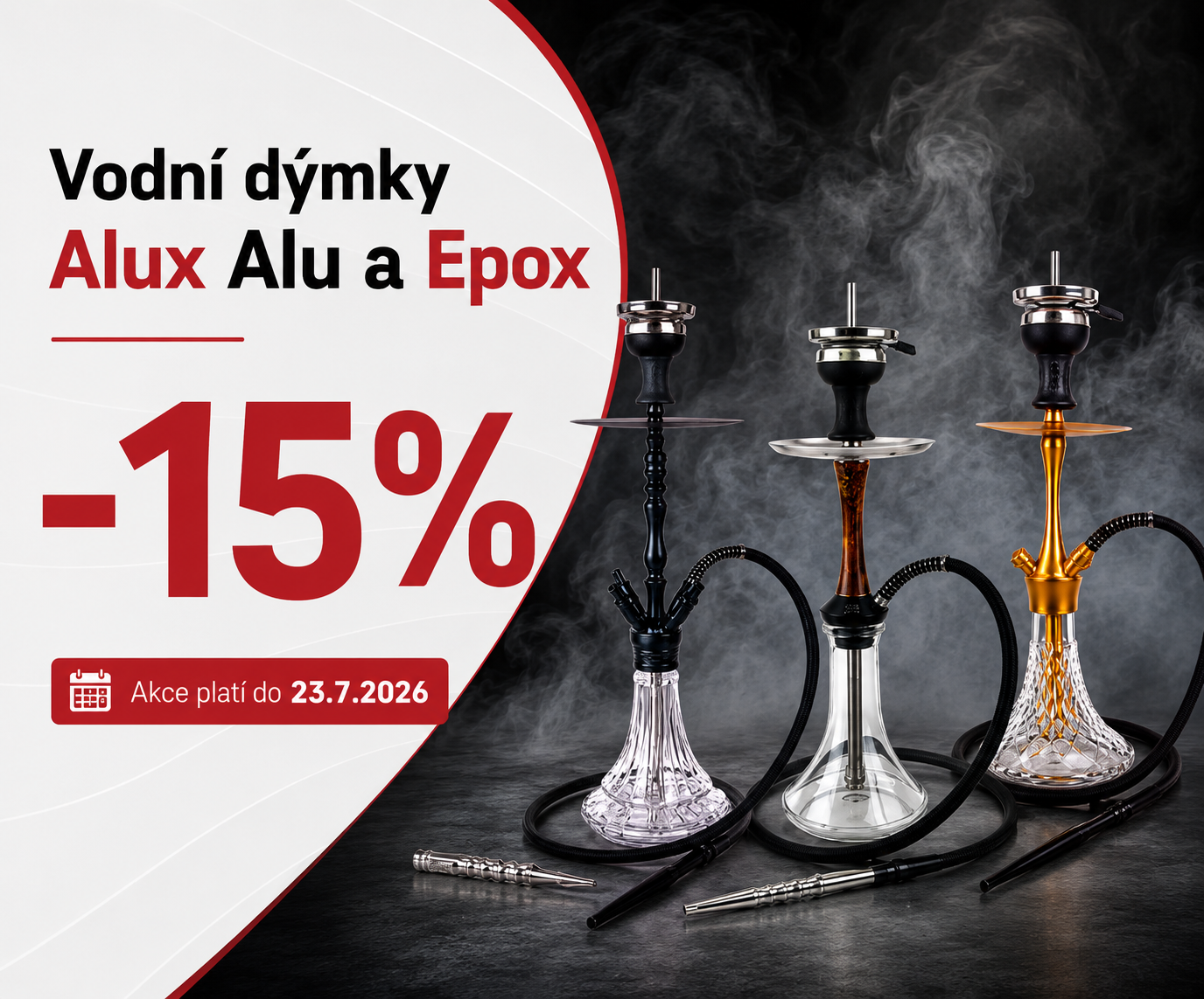 Akce - 15% sleva na vodní dýmky Alu, Alux, Elox a