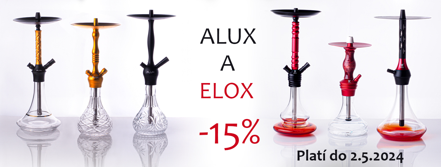 Akce 15% sleva na vodní dýmky  Alux a Elox