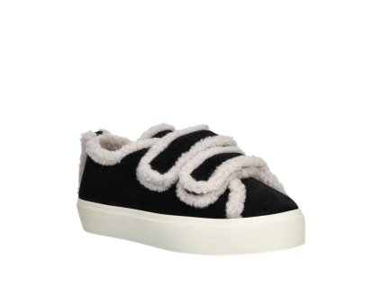 INUIKII dámské tenisky zateplené kožené černé | SHEARLING LOW VELCRO BLACK