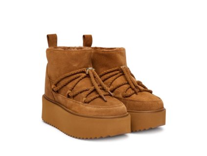INUIKII dámské válenky kožené semišové hnědé | CLASSIC LOW PLATFORM AMBER
