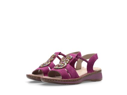 ARA dámské sandály s aplikací kožené růžové | 12-29008-15