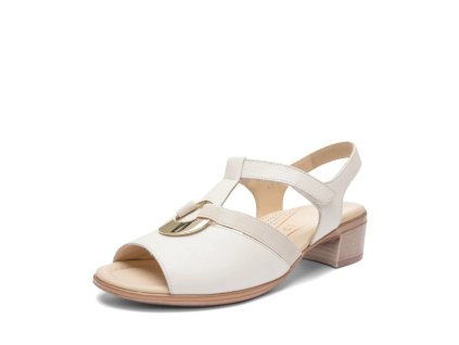 ARA dámské sandály na podpatku kožené krémové | 12-35730-09 Lugano