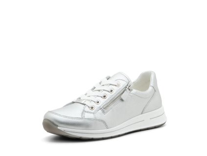 ARA dámské tenisky širší s bočním zipem kožené stříbrné | 12-54801-14